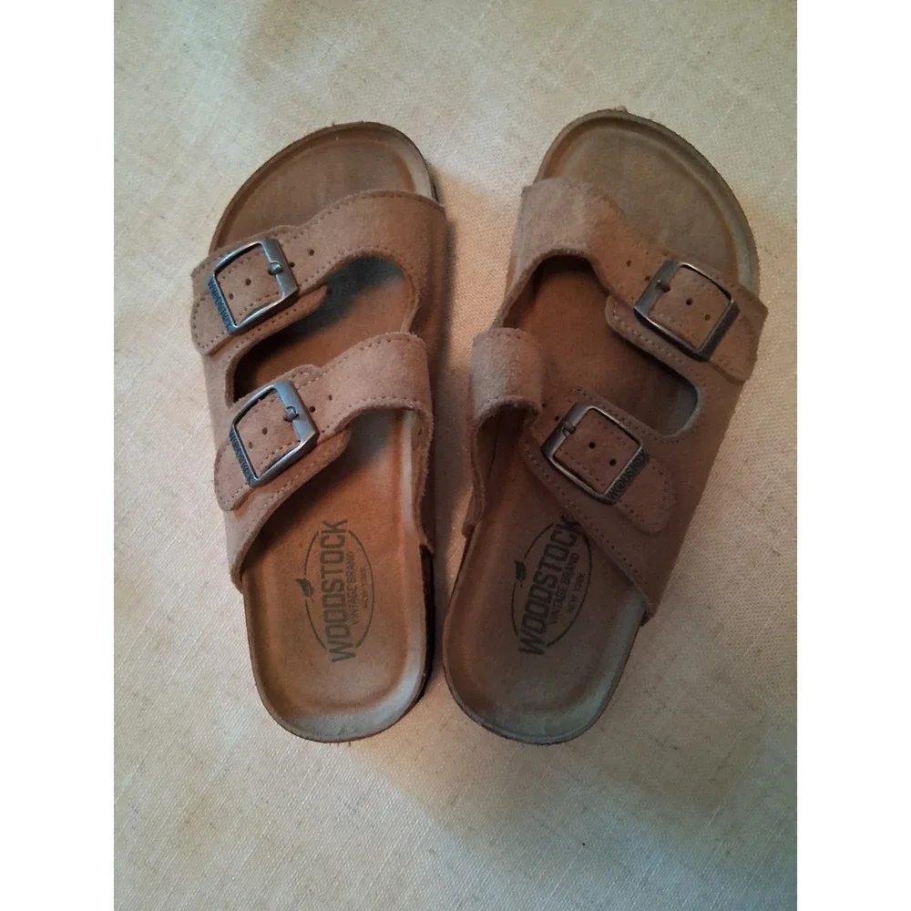 Woodstock Vintage Brand New York Brown‎ Upper Leather Slide Sandals Boys Size 2M